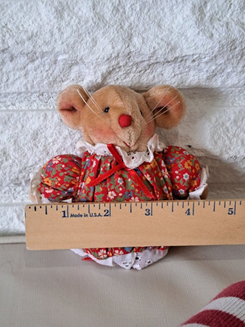 Vintage 80's Miss Molly Mouse Pomander Floral Dress Christmas Decor 1980s Avon - Picture 10 of 11